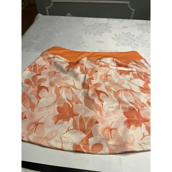 Adidas Floral Peachy Sleeveless Polo Shirt Sz M; Skort Sz S Golf Tennis Athletic